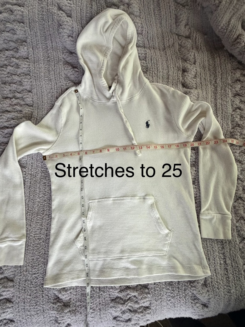 Polo Ralph Lauren Waffle-knit Cotton Hoodie-White $89 MSRP - Picture 11 of 13